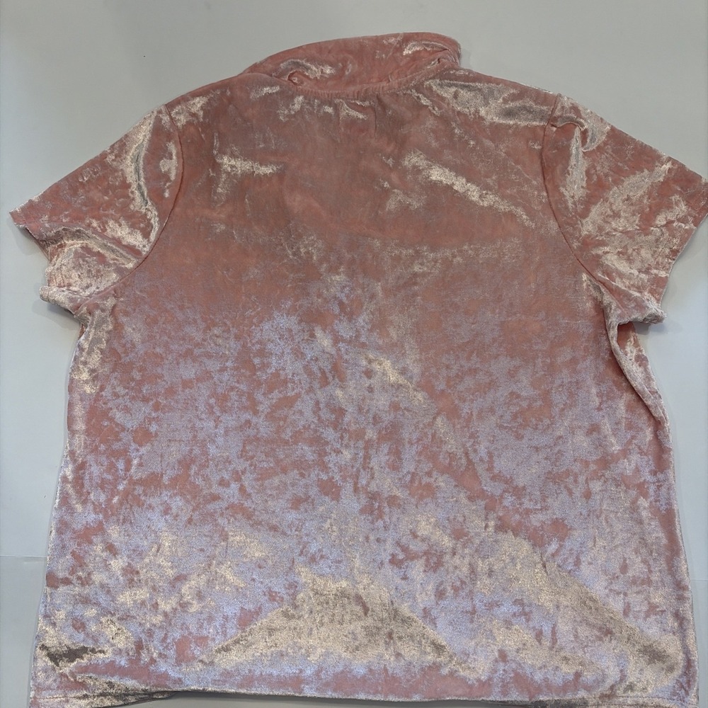 Womens Juicy Couture pink velour short sleeve button up top‎ Size  Large - Picture 12 of 12